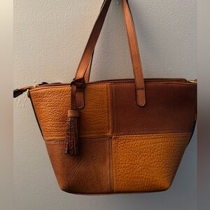 FINAL SALE‼️Chic Two-Tone Leather Tote Bag